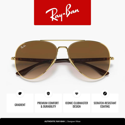 Unisex Aviator Sunglasses Gold Frame With Clear Gradient Brown Lenses 58mm UV Protection Classic RB3675 Style For Men And Women
