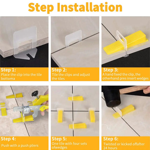 Tile Leveling System With Plier And 300 Clip Spacers And 100 Reusable Wedges For Stone And Tile Installations, Includes 1/8 Inch Spacers