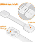 Tot Smart Baby Proofing Cabinet Locks And Tough As Nails Child Safety Drawer Latches For Kitchen Fridges Doors With Strong Grip Adhesive Straps Easy Peasy Install 10 Piece Kit, featuring white 3M adhesive strap and double prongs latch.