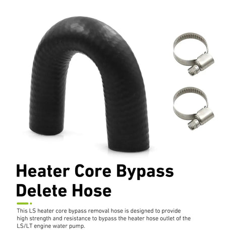 Heavy Duty Heater Core Bypass Hose Handles Heat Tight With Clamps Controls Cooling Crossover For Quick Warm Up On Ls1 Lsx Ls2 Ls3 Lq4 Lq9 V8 Blocks Fits Oem 551699 with metal clamps.