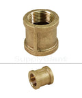 Three Quarter Inch Lead Free Brass Straight Coupling For Plumbing Systems No Lead NSF 61 8 Certified Lead Free 125 LB Applications Factory Tested Fitting Durable Brass With Leak Free Connection Model BRCP0034 NL From Supply Giant