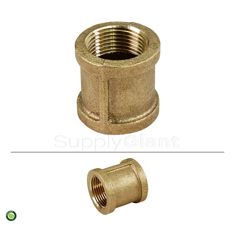 Three Quarter Inch Lead Free Brass Straight Coupling For Plumbing Systems No Lead NSF 61 8 Certified Lead Free 125 LB Applications Factory Tested Fitting Durable Brass With Leak Free Connection Model BRCP0034 NL From Supply Giant