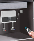 Dang Nice Under Sink Instant Hot Water Heater With Crisp Digital Display 110 Volt 4000 Watt Heavy Duty Electric Mini Tank installed under kitchen cabinet with remote control