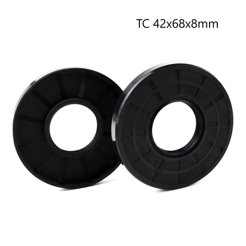 Oil Shaft Seal 42x68x8mm Nitrile Rubber Double Lip With Spring For Bearing And Rotating Shafts 70A NBR Durable Grease Included Black Pack Of 2 Ready To Install For Easy Long Lasting Performance, TC 42x68x8mm