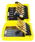 AUTOTOOLHOME 13-piece titanium drill tap bit set in yellow case for SAE and metric threads