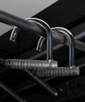 Heavy Duty Metal Resistance Band Handles With Knurled Steel Grip Surface for Elastic Band Workouts and Pull Ups, chrome finish on pull-up bar