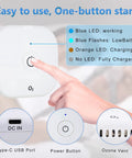 Person using All In One Cleaner Kit with USB cable, showing power button and LED indicators for waterless operation.