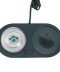 Smart Electric Cup Warmer Base With Three Adjustable Heat Modes, grey, features buttons and a power cord for easy use.