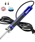 All In One Desoldering Iron And Solder Sucker Tool For PCB Repair With 1.0mm And 1.2mm Nozzles, Wick And Cleaning Pin Details