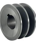 Double-groove V-belt pulley, 1-inch bore, 2.55-inch outside diameter, cast iron for A/AX 3L/4L belts