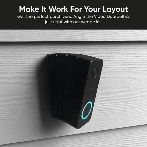 Wedge Kit For Wyze Video Doorbell V2 Only With Three Mounting Brackets Including One 15 Degree Horizontal Bracket And Two 7.5 Degree Vertical Brackets For Easy Custom Angle Adjustments And Flexible Mounting Options installed on exterior wall