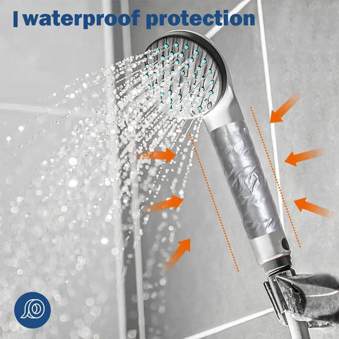 Showerhead wrapped with Beefy Heavy Duty Waterproof Duct Tape 1.88 Inch Wide By 35 Yards Strong Adhesive for leak protection