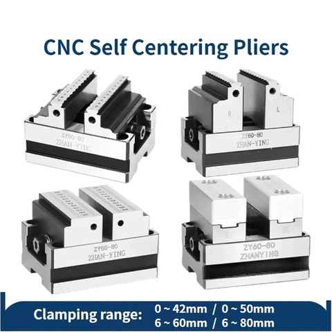 CNC Self Centering Pliers with clamping range of 0-42mm, polished steel design for precise workholding and operation.