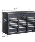 Beefy Heavy Duty Steel Tool Box With Five Drawers For Your Legit Garage Setup Portable Storage Chest Featuring Deep Easy Access Compartments For All Your Sweet Shop Gear Black, 23.8x15.2x10.3 inches.