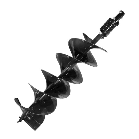 52cc Gas Powered Earth Auger Combo with Double Spiral Drill Bit for hard clay and tough soils, black drill bit detail