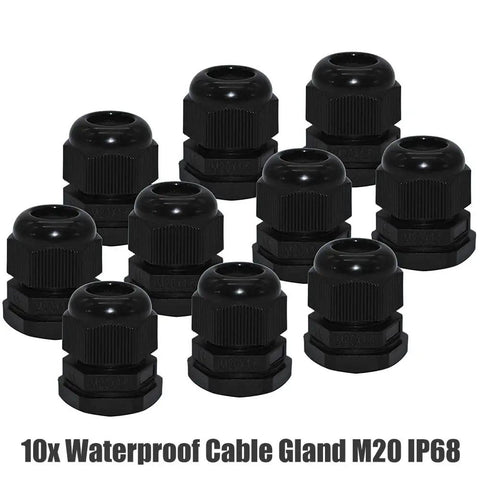 10 Pack Cord Grip Cable Glands Kit For Electrical Boxes NPT Waterproof Nylon Strain Relief Junction Box Connectors With Gaskets Black