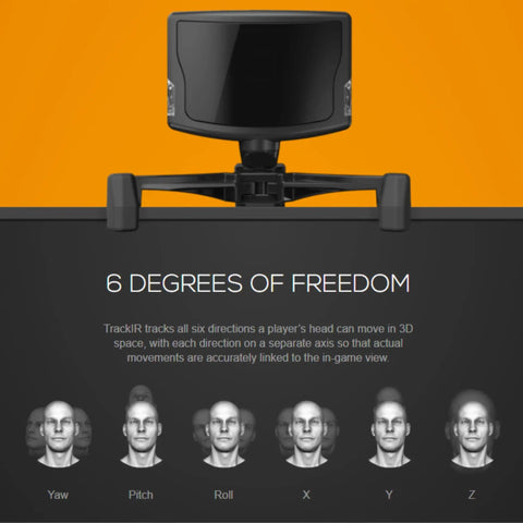 Head Tracking System With 6DOF USB Optical Motion Tracker For PC Gaming, showing device and 6DOF movement illustration