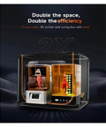 Dual compartment resin enclosure with UV protection and LED light, large ventilation kit for odor free printing, universal fit