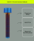 Ultra Light Grade 6 Titanium M6x30 Socket Head Cap Screws In Sleek Burnt Blue for high performance road bike use.