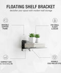 Floating Shelf Bracket Made From Cold Rolled Steel - Invisible Wall Mount with small plants and books