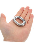 Heavy Duty Stainless Steel Chain Link Connector With Hassle Free Quick Connect Coupler held in hand for secure fastening and grip tight hold.