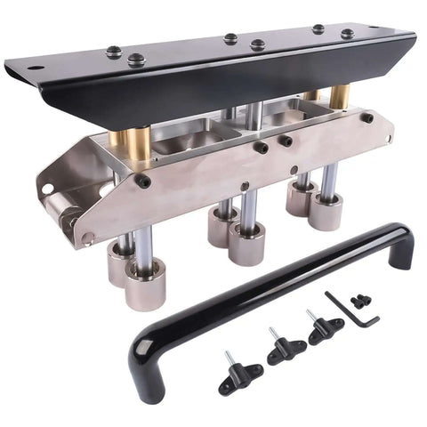 Three Station Edge Roller Bender For Metal Bending, Adjustable From Zero To Ninety Degrees, shown with accessories
