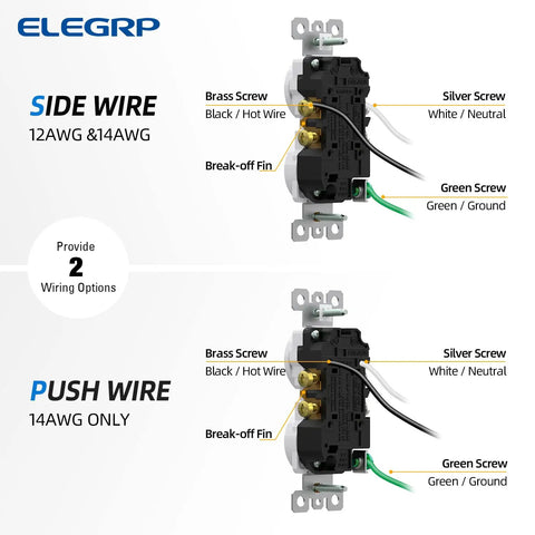 Tamper-Resistant Duplex Receptacle 15A 125V Wall Outlet With Wall Plate wiring options diagram