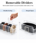 Hella Convenient Belt Organizer 2 Pack With Smart Drawer Compartments For Closet Storage shows removable dividers for flexible sorting.