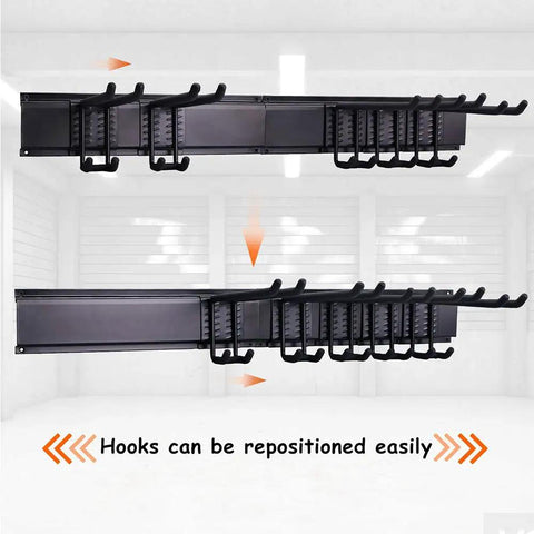 24 Inch Wall Mounted Ski Rack With 10 Storage Attachments Holds Up To 300lbs Heavy Duty Powder Coated Steel With Rubber Coating in garage