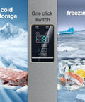 Built Different 18 Cu Ft Upright Freezer And Convertible Fridge With Tempered Glass Shelves showcasing digital controls for cold storage.