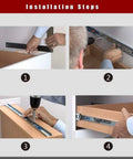 Installation of Heavy Duty Metal Drawer Slides 20 Inch Ball Bearing Runners for cabinets, showing step-by-step guide.