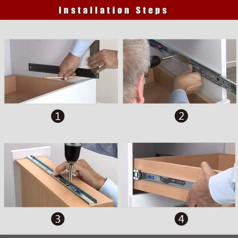 Installation steps for Heavy-Duty Metal Drawer Slides 20 Inch Ball Bearing Runners for smooth quiet drawer access