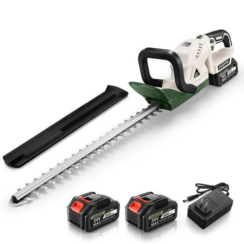 20 Inch Cordless Hedge Trimmer With Dual Rechargeable Batteries, Lightweight Electric Bush Trimmer, 180 Degree Rotatable Head