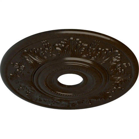 Vienna Ceiling Medallion 20 Inch Diameter Bronze Finish With Deep Relief; Three And A Half Inch Inner Opening, One And A Half Inch Projection, Six And A Half Inch Canopy; Lightweight, Easy Install, Ideal For Ceiling Fans Or Light Fixtures.