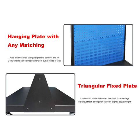 Heavy Duty Steel Tool Rack Organizer With Wheels And Durable Rust Resistant Finish, Double Sided Triangular Base Overview