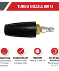 Turbo Pressure Washer Nozzle With 3600 PSI Universal Fit For Gas And Electric Washers One Quarter Inch Quick Connect