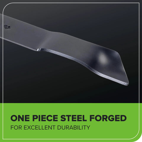 Replacement 21 Inch Mower Blade For 80V And 60V Cordless Lawn Mowers Beefy Black Finish Sharp Cut Easy Install, close-up view