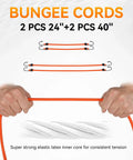 Heavy Duty Ratchet Tie Down Straps 1500 Lb Break Strength With S Hooks Safety Clips And Soft Loops, showing bungee cords in use.