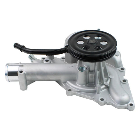 Heavy Duty Engine Water Pump With Top Shelf Gasket Kit For Jeep Wagoneer And Ram 1500 5.7L V8 Mhev Engines side view showing pump assembly and pulley design.