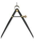 Deluxe Pro Grade 5 Piece Measuring Kit with 8 Inch Dividers, firm joint dividers with pencil attachment visible, black with brass accents