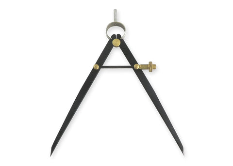 Deluxe Pro Grade 5 Piece Measuring Kit with 8 Inch Dividers, firm joint dividers with pencil attachment visible, black with brass accents