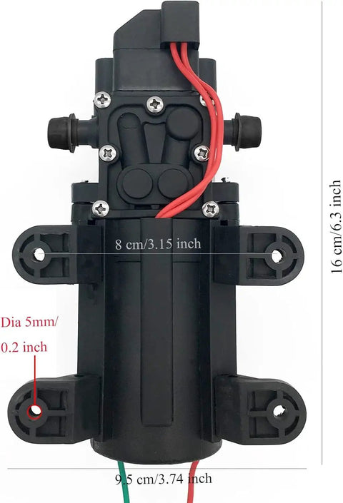 12V DC Fresh Water Pump Diaphragm Self Priming Sprayer Camping Ready For RV Boat Camper Marine Lawn 4.5 L Per Min 110 PSI Adjustable 36W