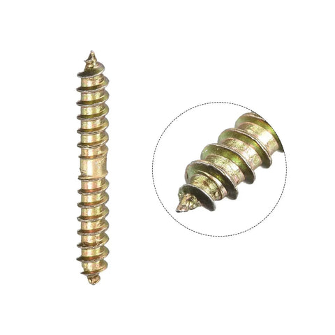 Close-up view of 50 Pack Double Ended Threaded Dowels For Wood Joining 25 To 47 Millimeter Hanger Bolts Set for hidden connections