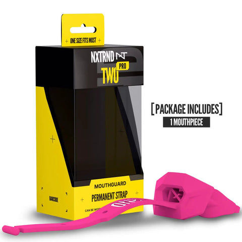 Game Day Ready Dope Football Mouth Guard With Permanent Strap For Adults And Youth Pink packaging with mouthpiece visible.