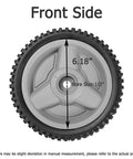 Front view of gray 6.18 inch plastic wheel for Front Drive Wheels Replacement For HU700F Self Propelled Lawn Mower 2 Pack
