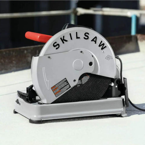 Lightweight 14-Inch Abrasive Cut Off Chop Saw With D Handle And Guard, Chip Deflector, Stamped Steel Guards, Big 11X18.5 Inch Base