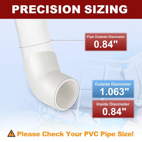 Half Inch 45 Degree PVC Elbow Fitting Four Pack SCH40 Socket To Socket Furniture Grade DIY Corner Connector Size Diagram