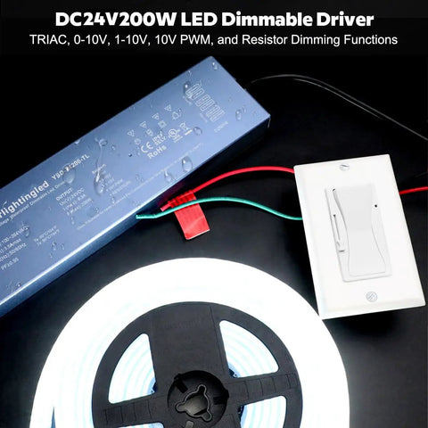 24V 200W UL Listed Dimmable Power Supply With 0 To 10V And Triac Dimming Waterproof IP67 Outdoor LED Driver For IP68 Dimming LED Strip Lights Heavy Duty Pool Underwater Wash Wall Water Or Soil Use