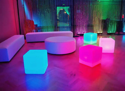 14 Inch Color Changing LED Cube Light Stool Glow Cube Seat For Home Patio Garden Bar Pool Parties Mood Lighting with 16 RGB Colors
