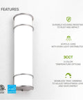 24 Inch LED Vanity Light Bar With 3 CCT Dimmable Modes, acrylic lens, nickel finish, Energy Star and ETL listed for bathrooms